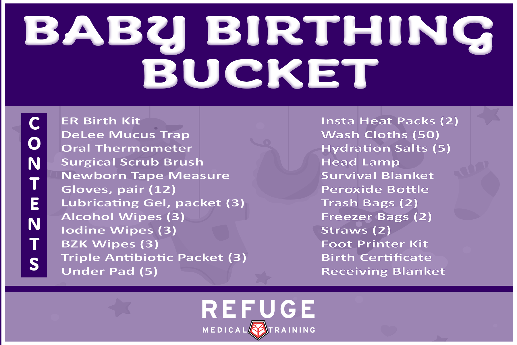 Birth or Postpartum Bucket (Separate Buckets) (Can not ship to P.O. Box)